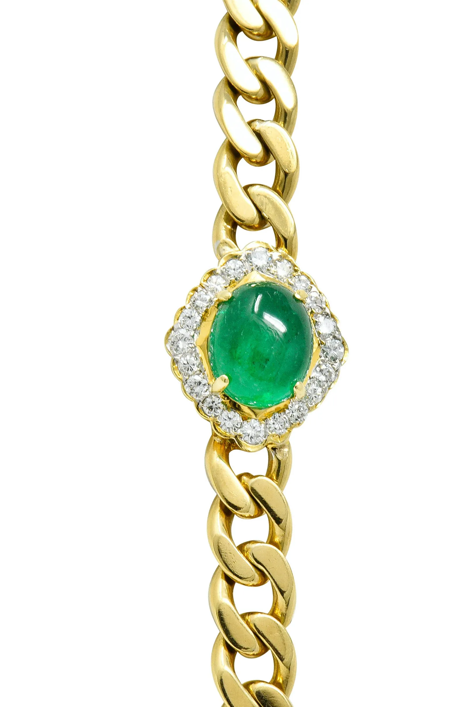 1980's Vintage Sapphire Emerald Ruby Diamond 18 Karat Gold Station Necklace