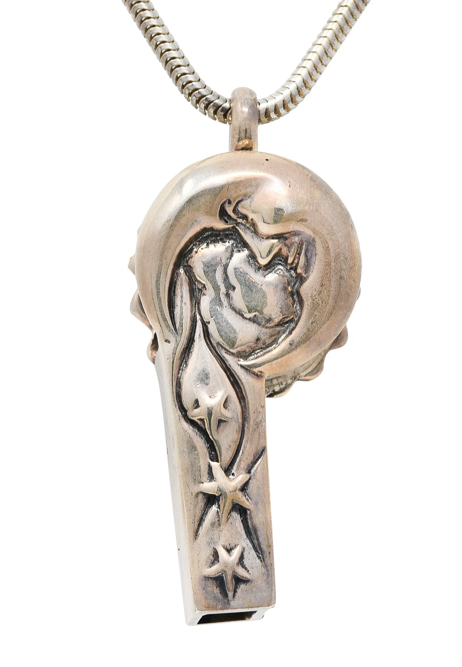 1990's Lagos Sterling Silver Rare Wonders Celestial Whistle Pendant Necklace