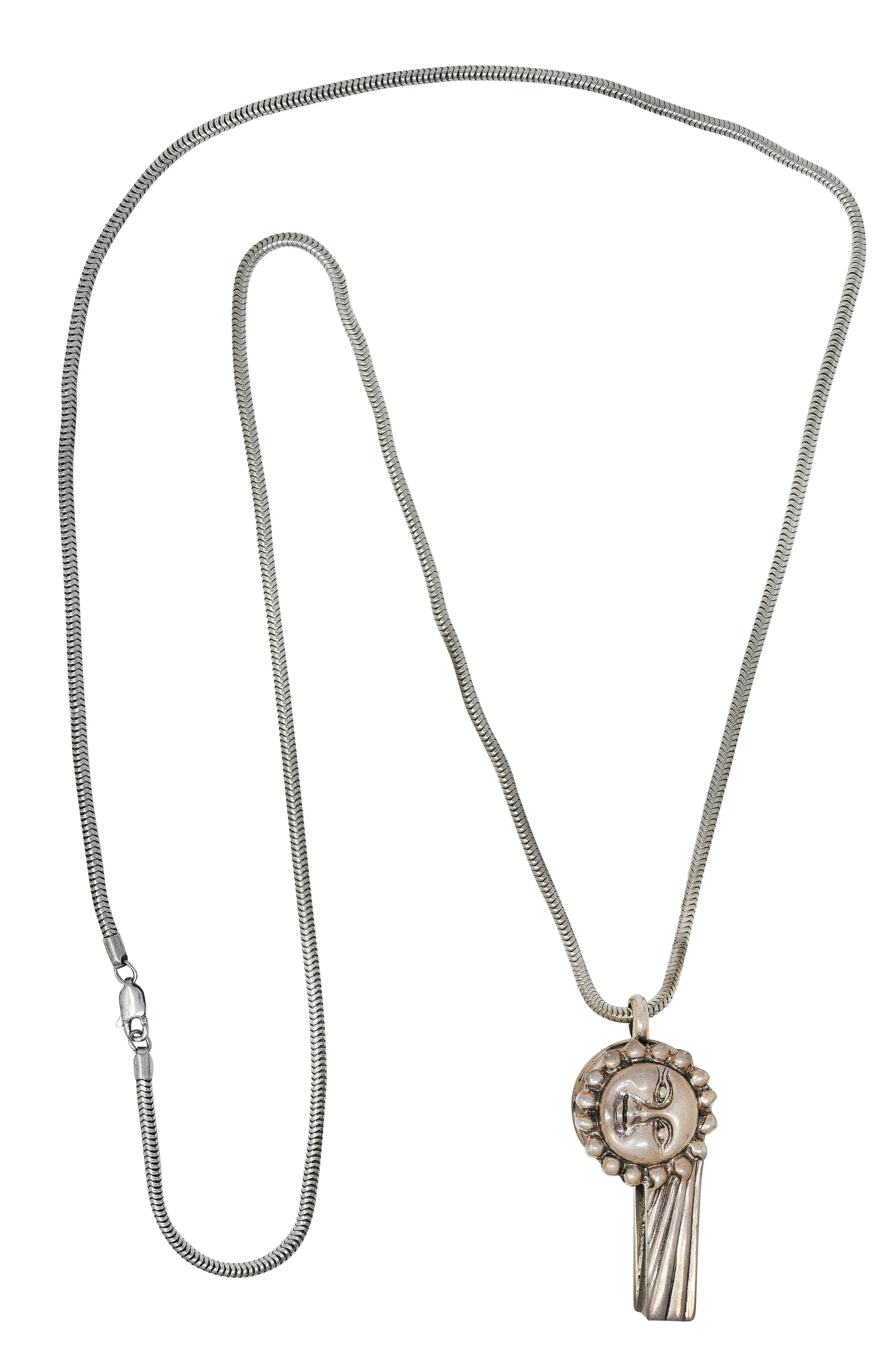 1990's Lagos Sterling Silver Rare Wonders Celestial Whistle Pendant Necklace