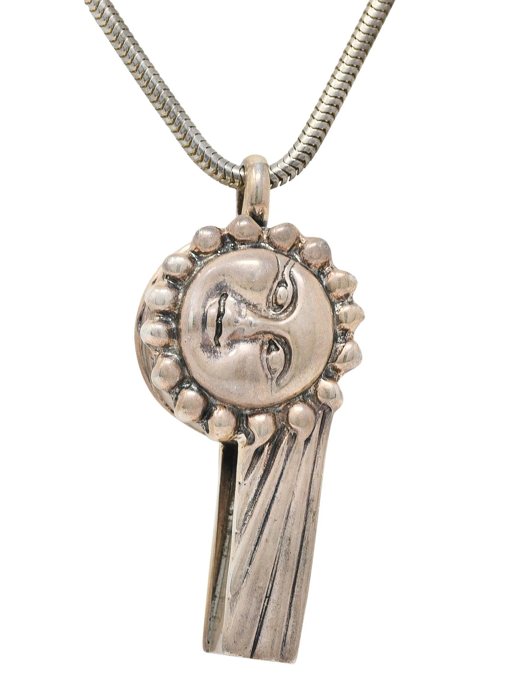 1990's Lagos Sterling Silver Rare Wonders Celestial Whistle Pendant Necklace