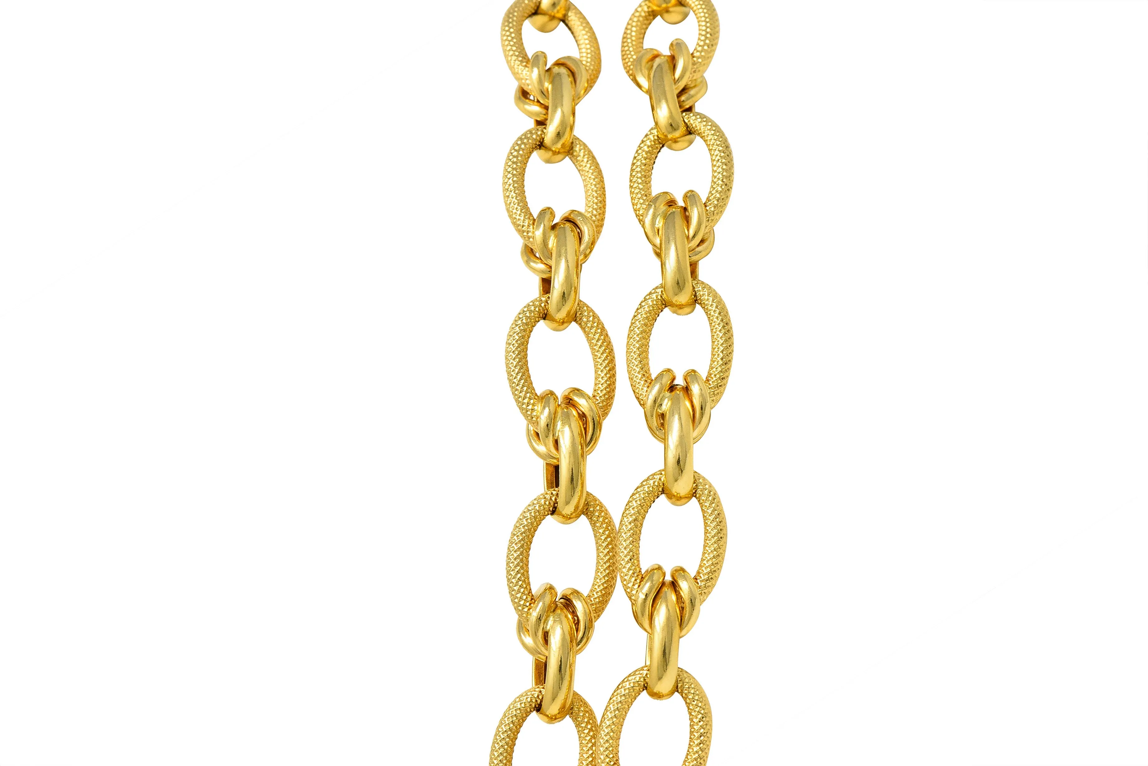 1990's Vintage Italian 18 Karat Gold 40 Inch Large Link Necklace