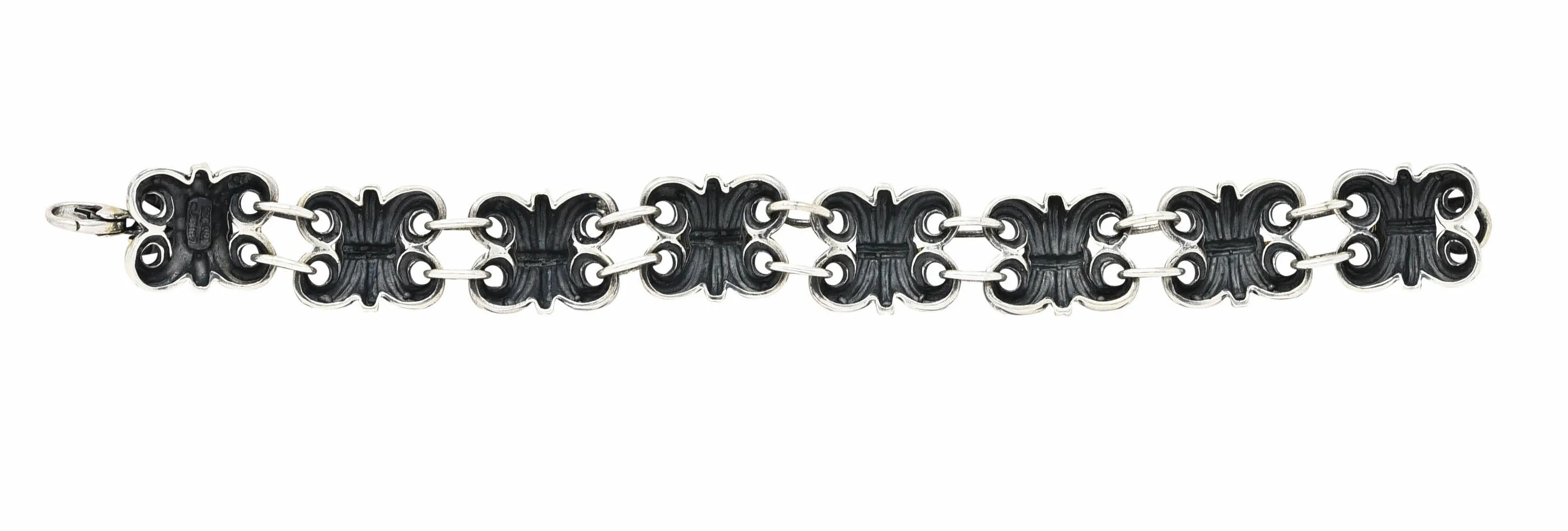 1990's Vintage Lagos 18 Karat Gold Sterling Silver Wheat Link Bracelet