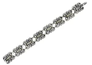1990's Vintage Lagos 18 Karat Gold Sterling Silver Wheat Link Bracelet