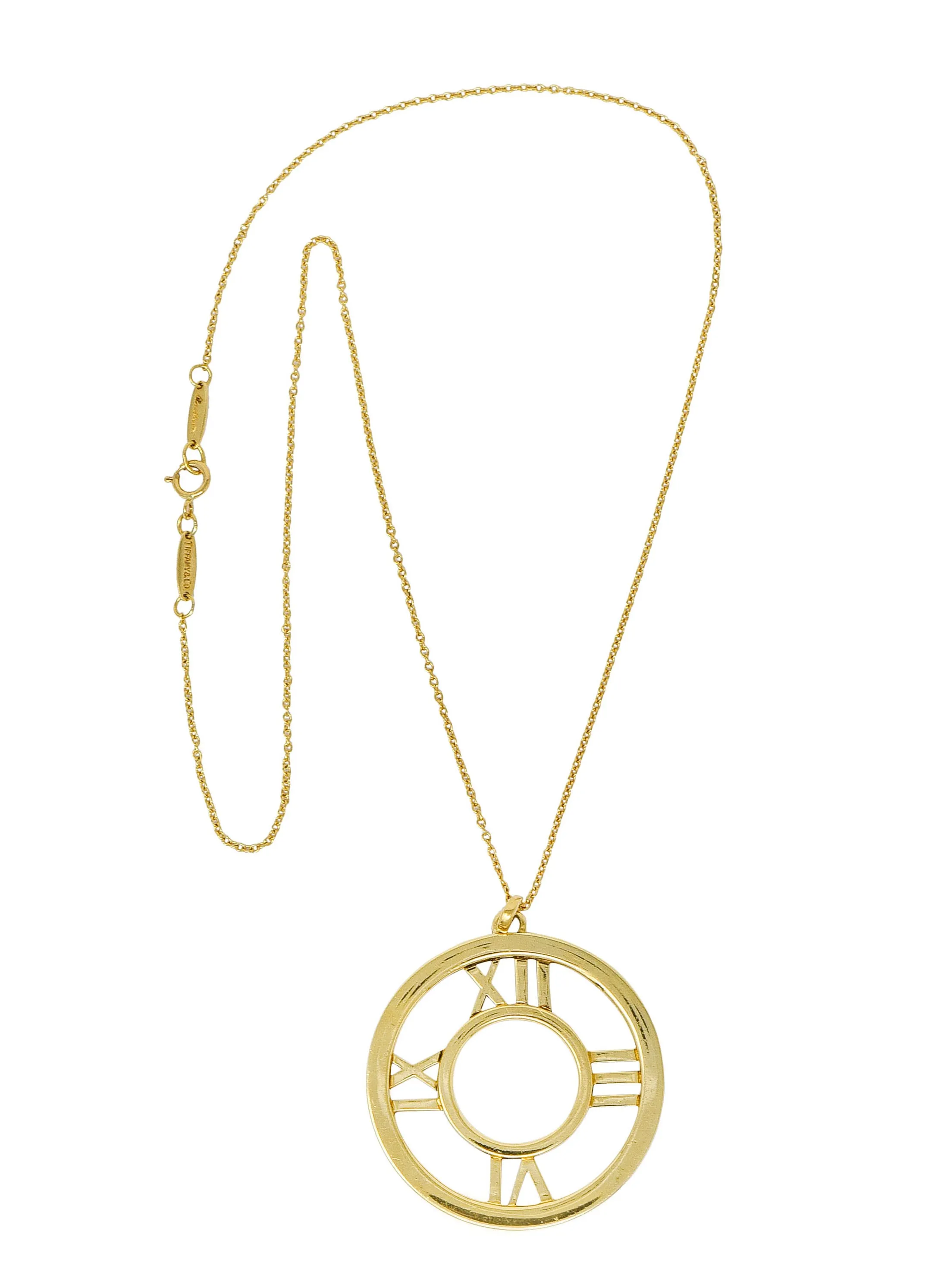 2003 Tiffany & Co. 18 Karat Gold Circular Atlas Pendant Necklace