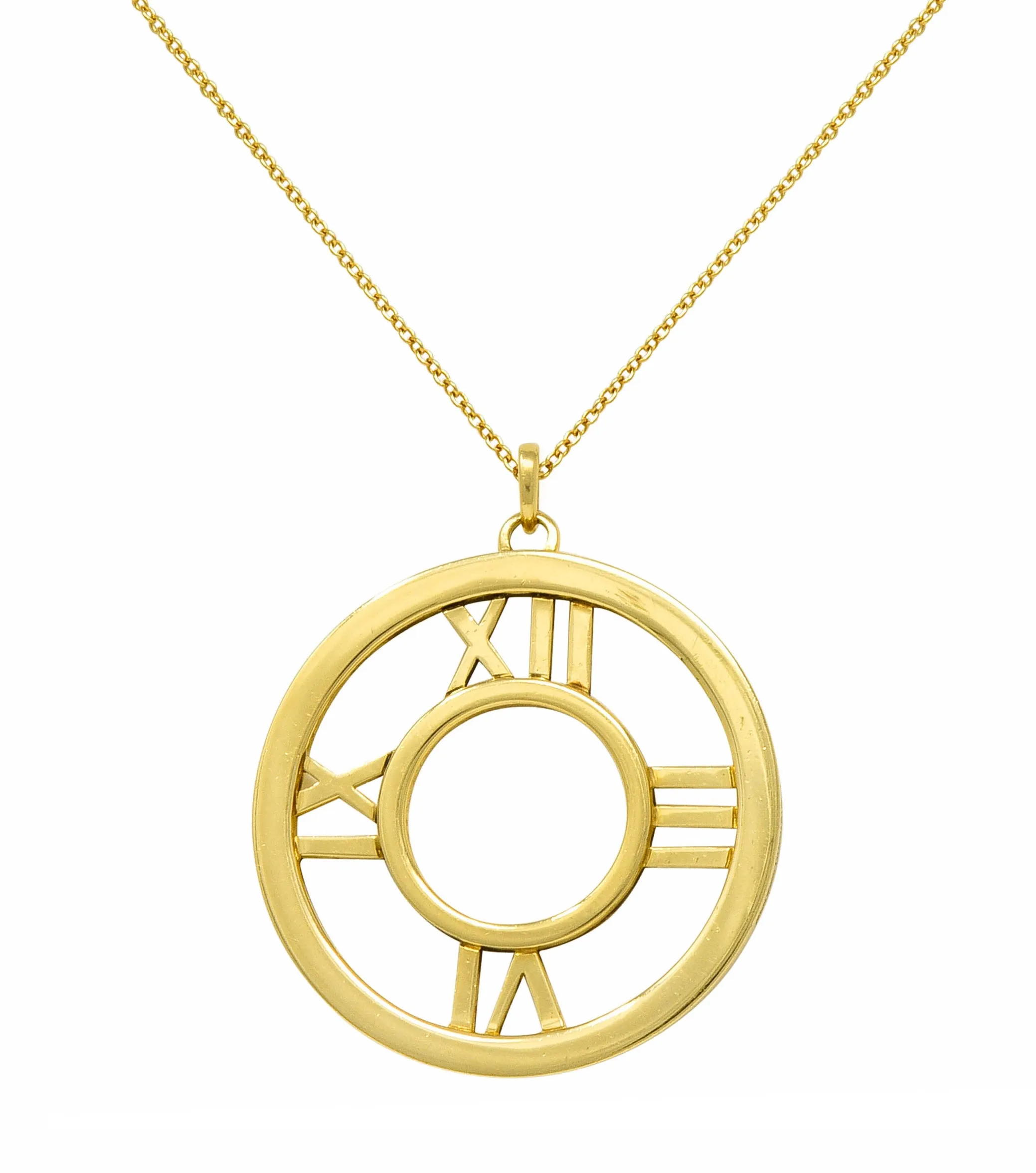 2003 Tiffany & Co. 18 Karat Gold Circular Atlas Pendant Necklace