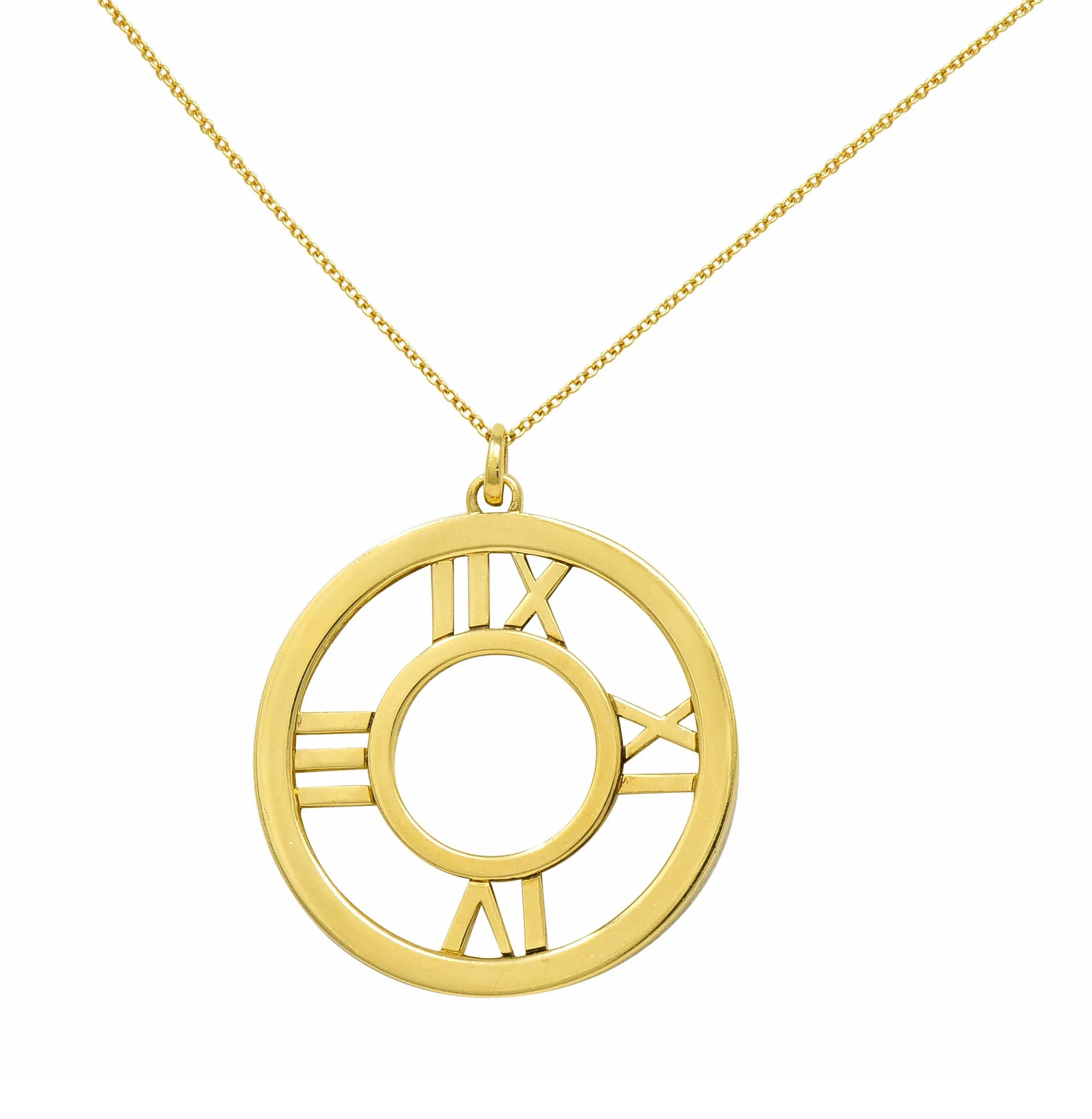 2003 Tiffany & Co. 18 Karat Gold Circular Atlas Pendant Necklace