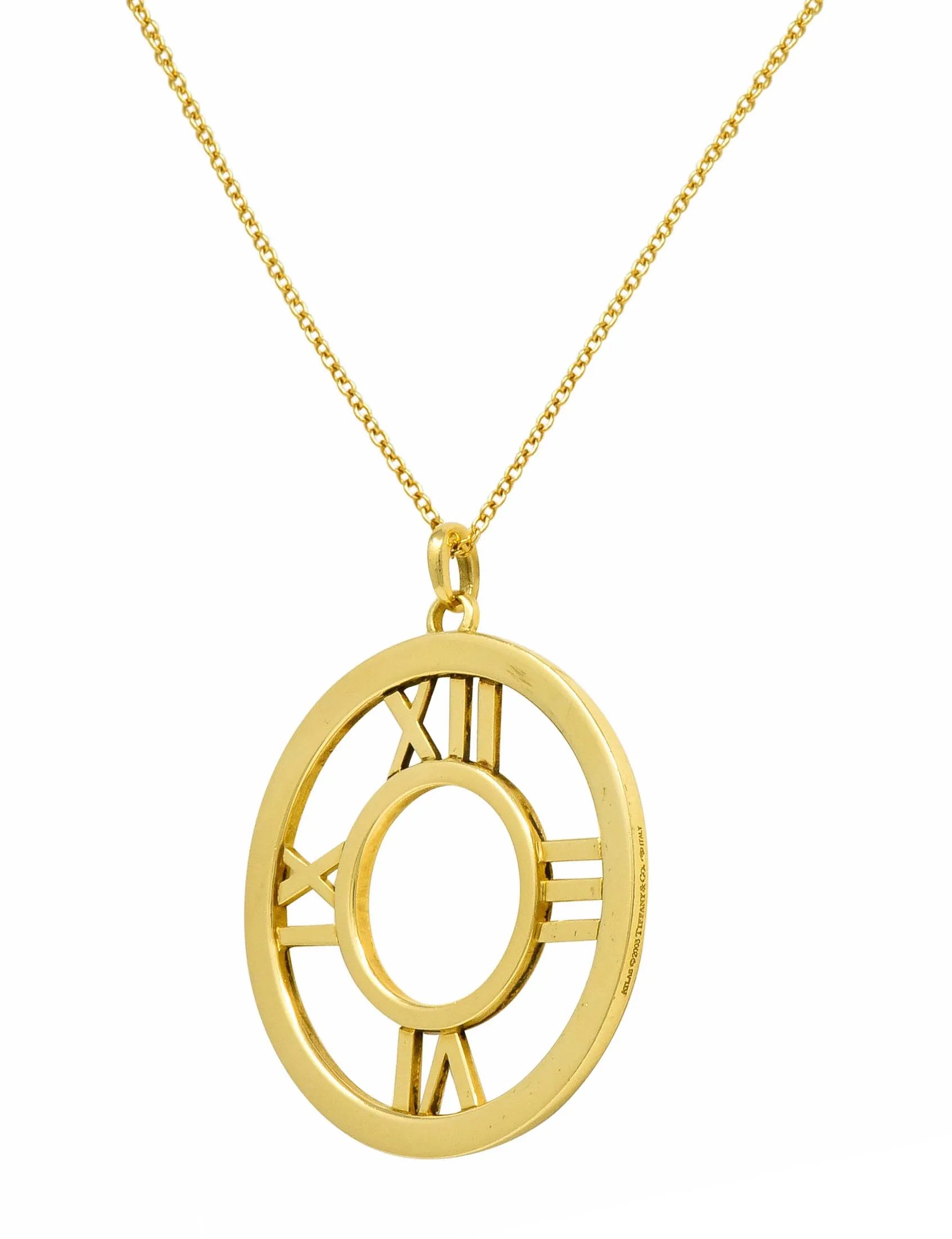 2003 Tiffany & Co. 18 Karat Gold Circular Atlas Pendant Necklace