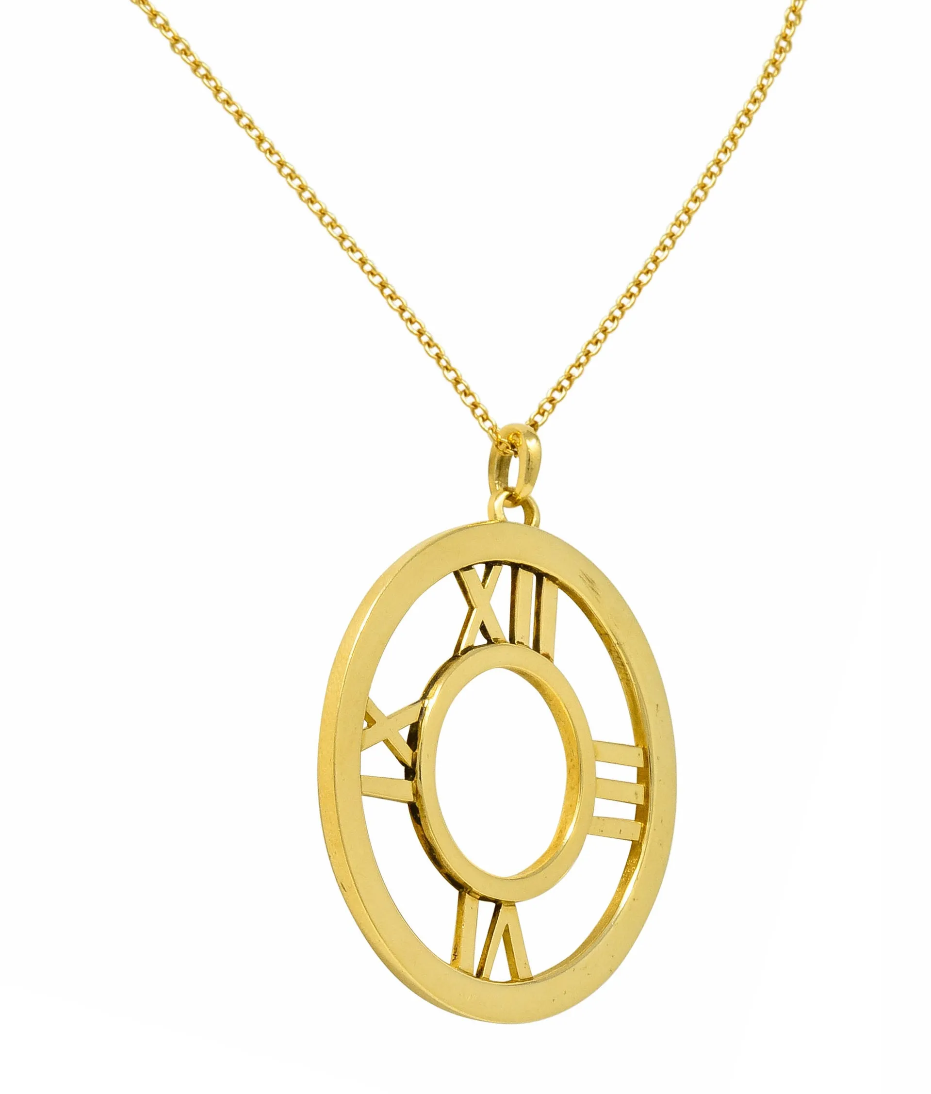 2003 Tiffany & Co. 18 Karat Gold Circular Atlas Pendant Necklace