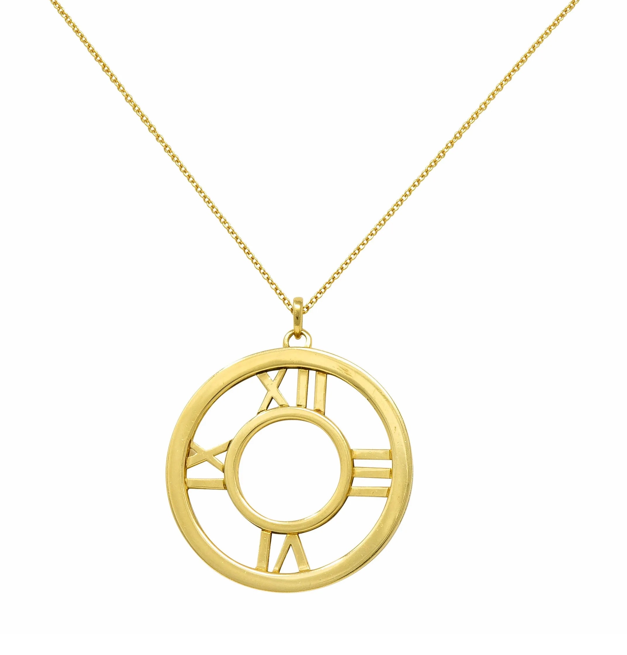 2003 Tiffany & Co. 18 Karat Gold Circular Atlas Pendant Necklace