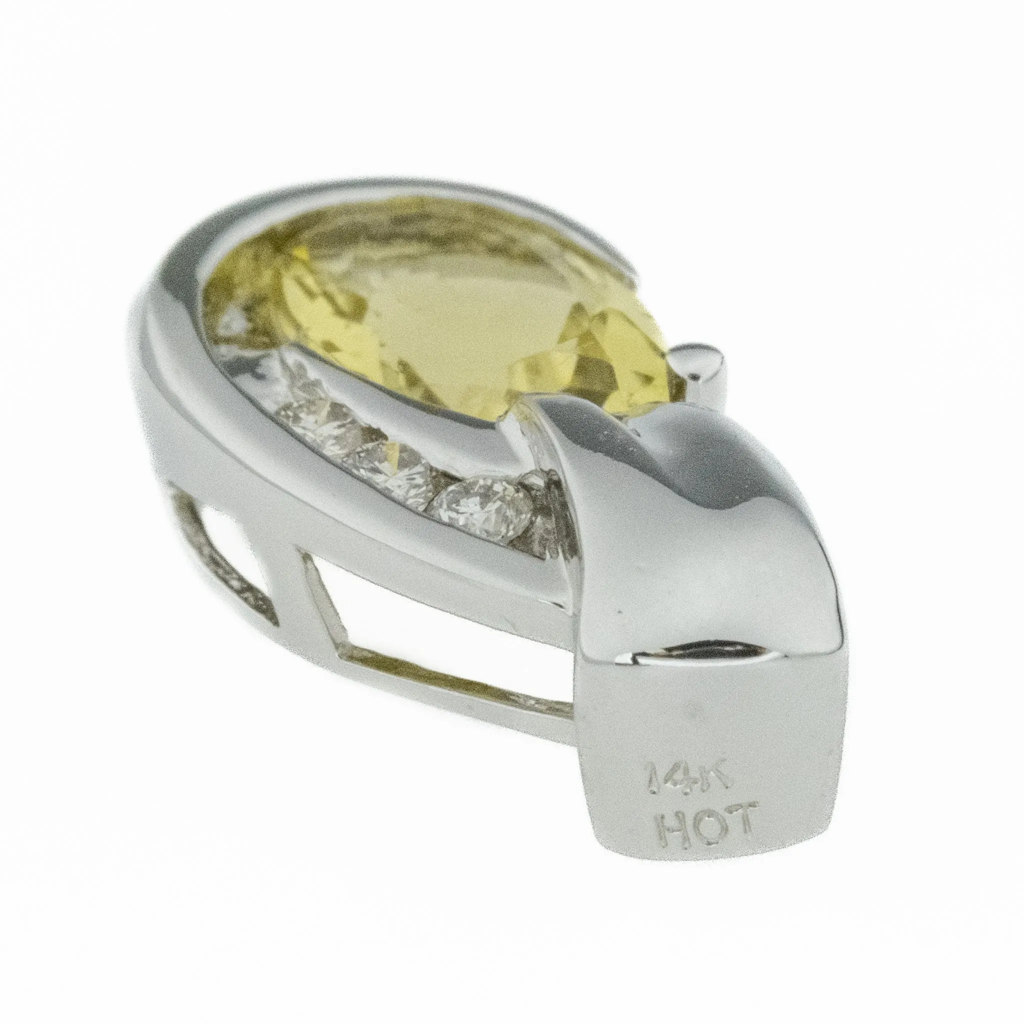 2.47ctw Olive Tourmaline with Diamond Accents Pendant in 14K White Gold