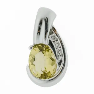 2.47ctw Olive Tourmaline with Diamond Accents Pendant in 14K White Gold