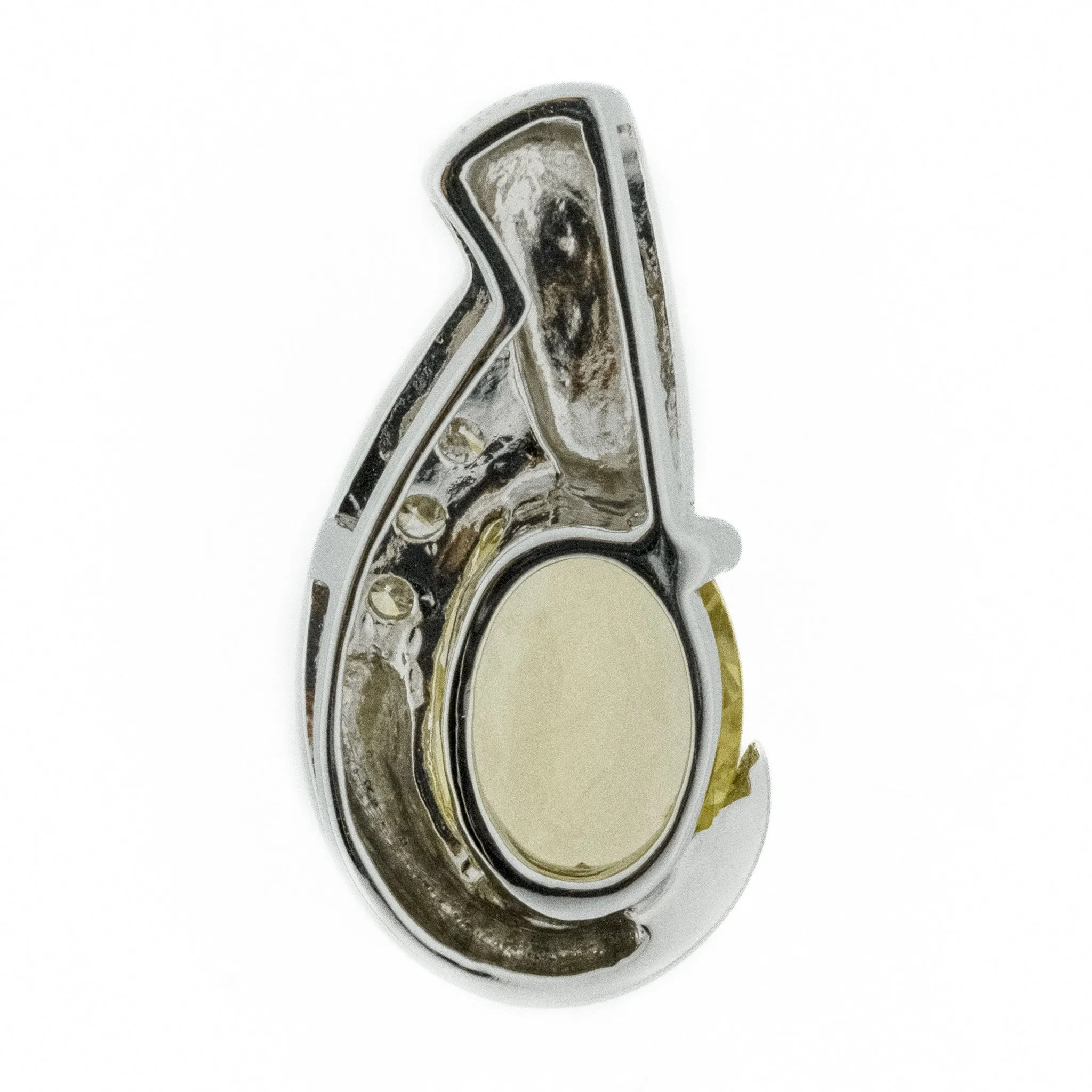 2.47ctw Olive Tourmaline with Diamond Accents Pendant in 14K White Gold