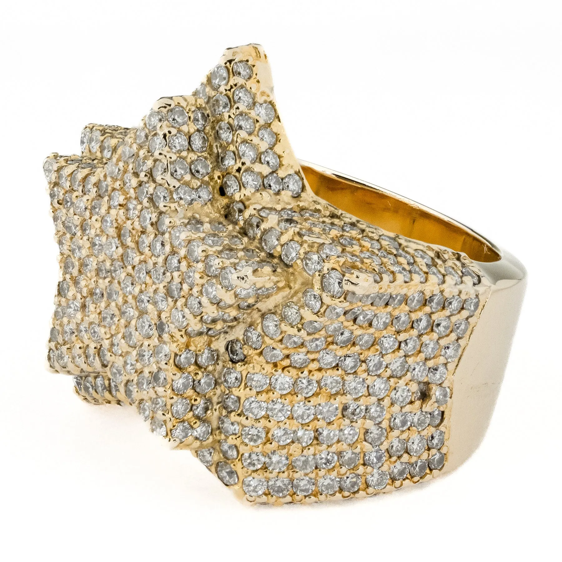 4.95ctw Diamond Layered Star Shape Solid Ring in 10K Yellow Gold - Size 8.5