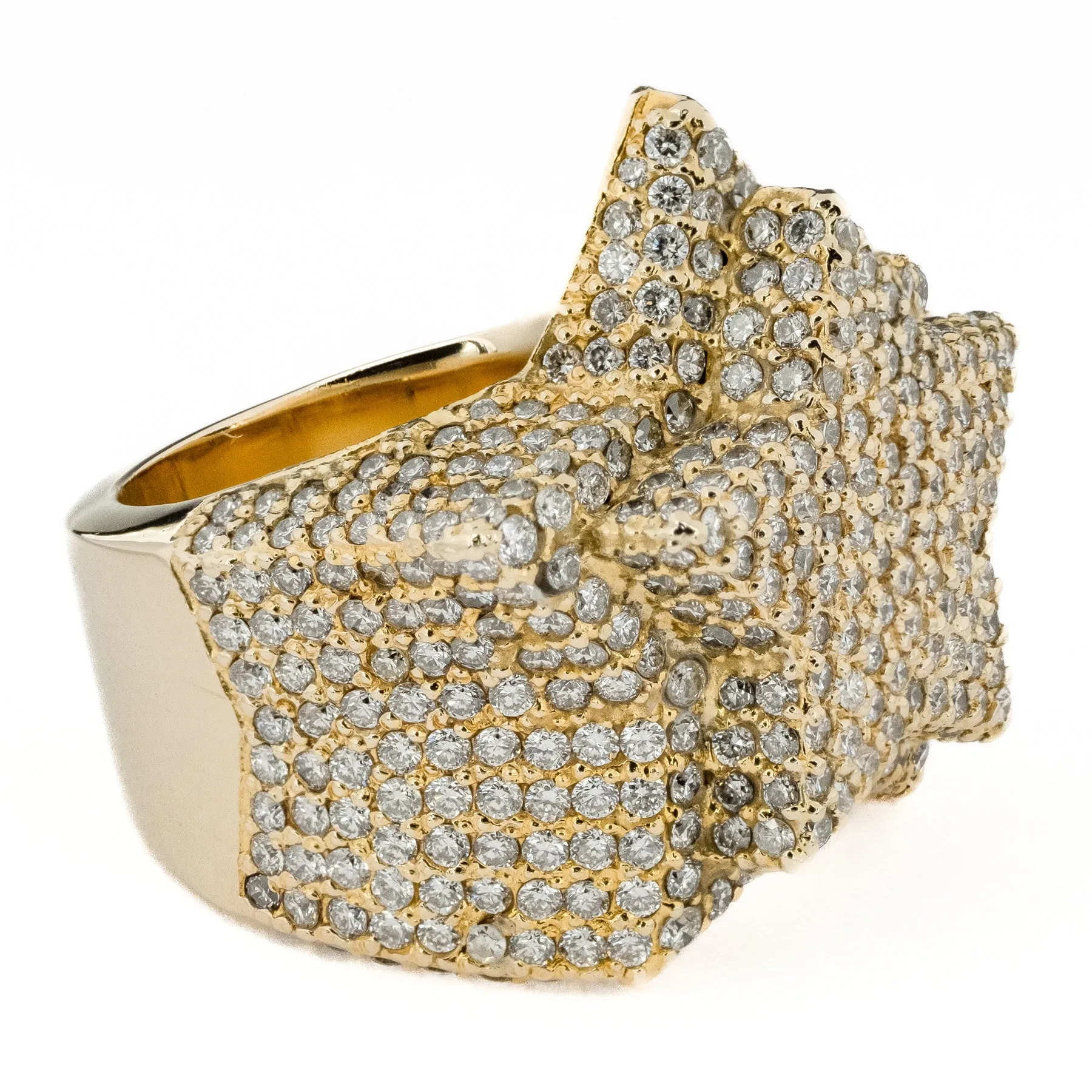 4.95ctw Diamond Layered Star Shape Solid Ring in 10K Yellow Gold - Size 8.5