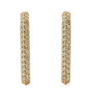 .75CTW Diamond Open Hoop Earrings - Elongated -14K Yellow Gold