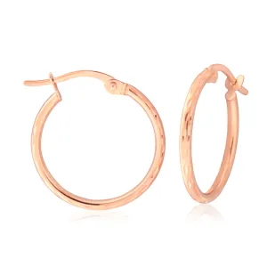 9ct Rose Gold Plain 15MM Hoop Earrings