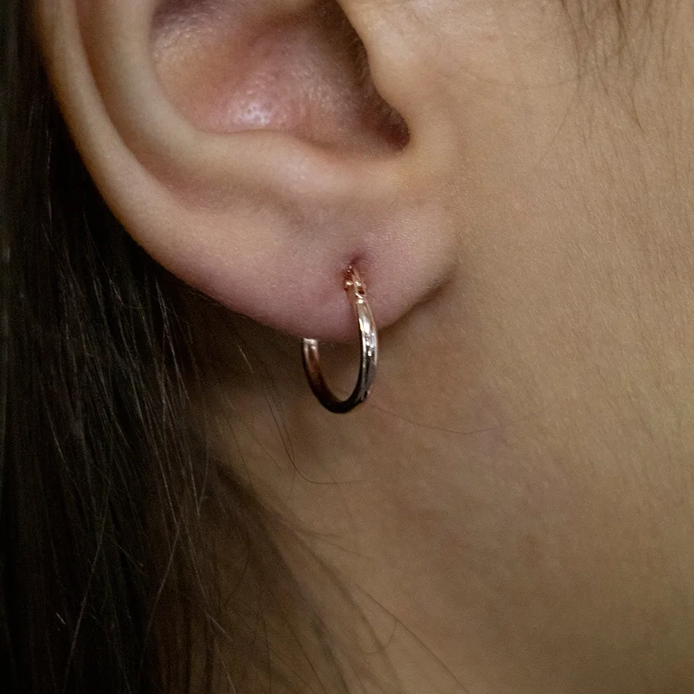 9ct Rose Gold Plain 15MM Hoop Earrings