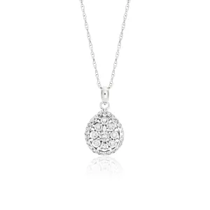 9ct White Gold Diamond Pendant With 46cm Chain