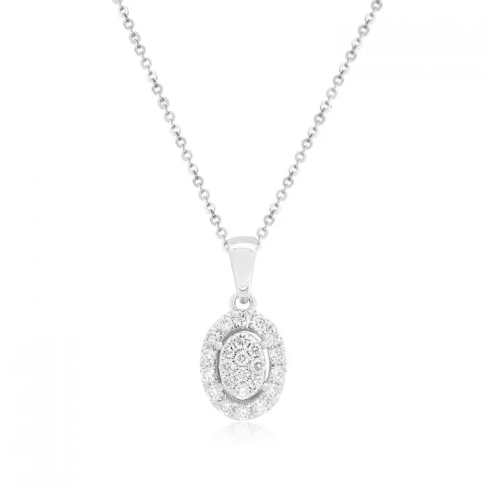 9ct White Gold Pendant with 45cm Chain with 1/4 Carat Brilliant Cut Diamonds