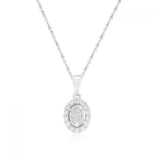 9ct White Gold Pendant with 45cm Chain with 1/4 Carat Brilliant Cut Diamonds