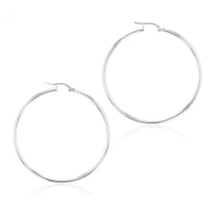 9ct White Gold Plain 40mm Hoops