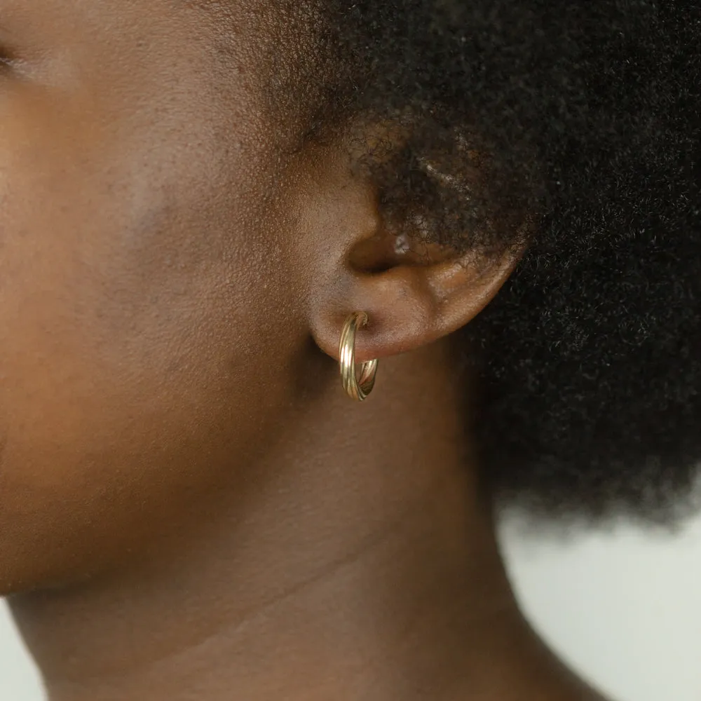 9ct Yellow Gold 10mm Twist Hoop Earrings
