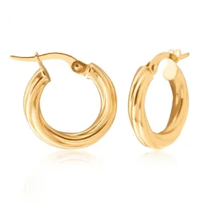 9ct Yellow Gold 10mm Twist Hoop Earrings
