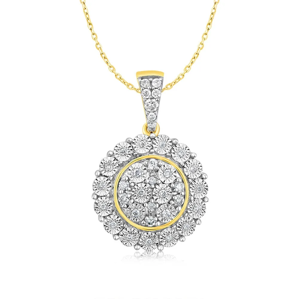 9ct Yellow Gold 1/5 Carat Diamond Pendant
