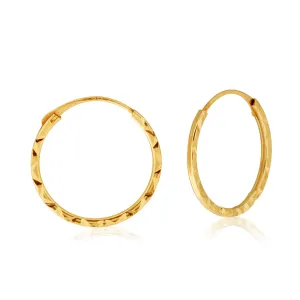 9ct Yellow Gold 15mm Hinged Hoop Earrings