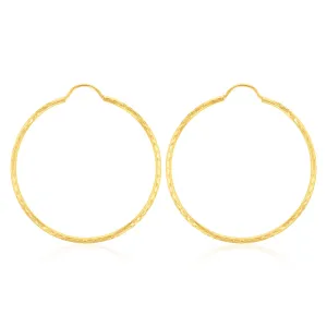 9ct Yellow Gold 30mm Diamond Cut Hoop Earrings