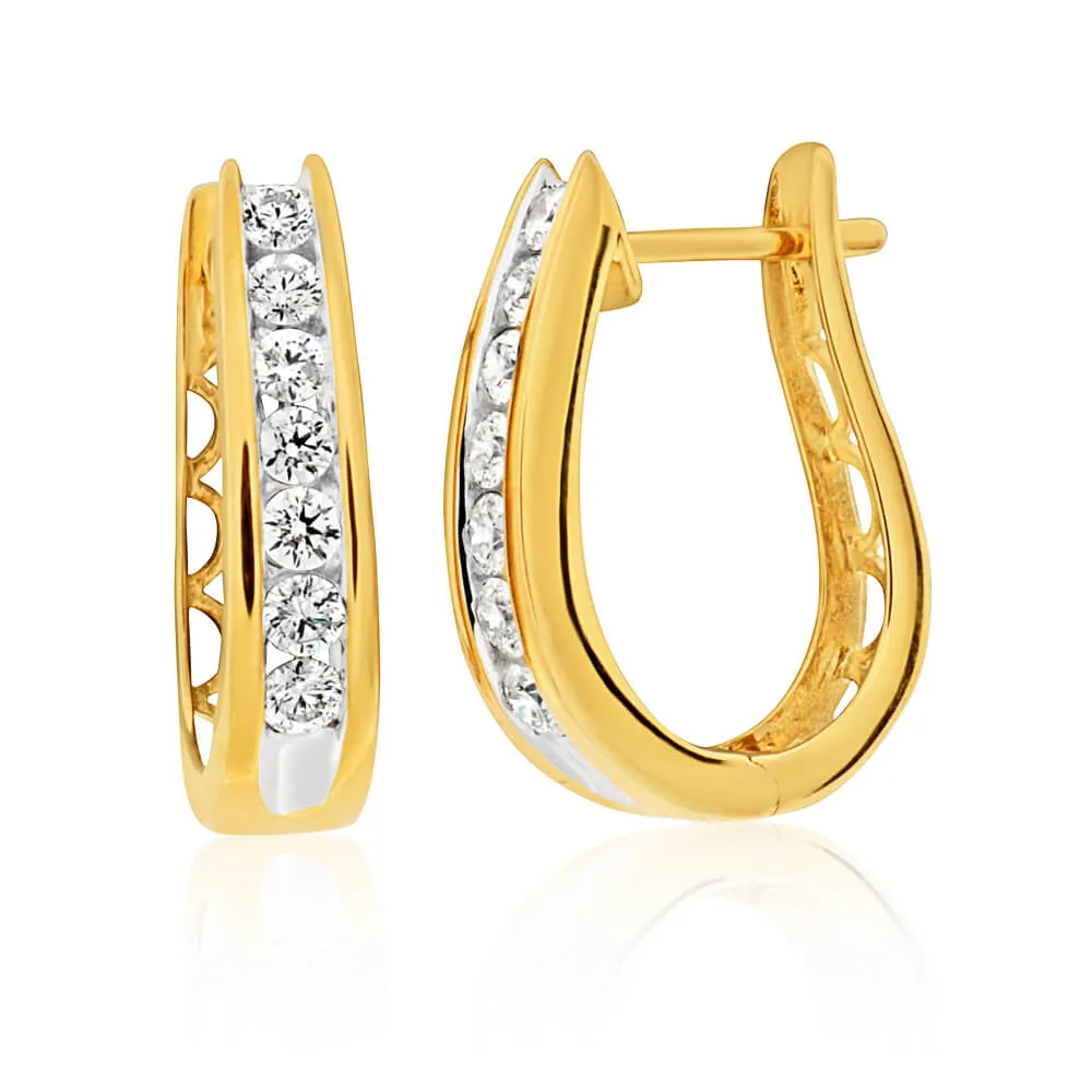 9ct Yellow Gold 3/4 Carat Diamond Hoops
