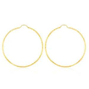 9ct Yellow Gold 40mm Diamond Cut Earrings