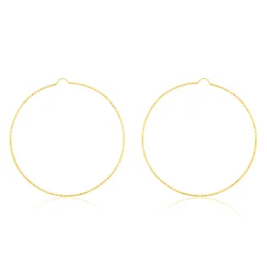 9ct Yellow Gold 70mm Diamond Cut Hoop Earrings