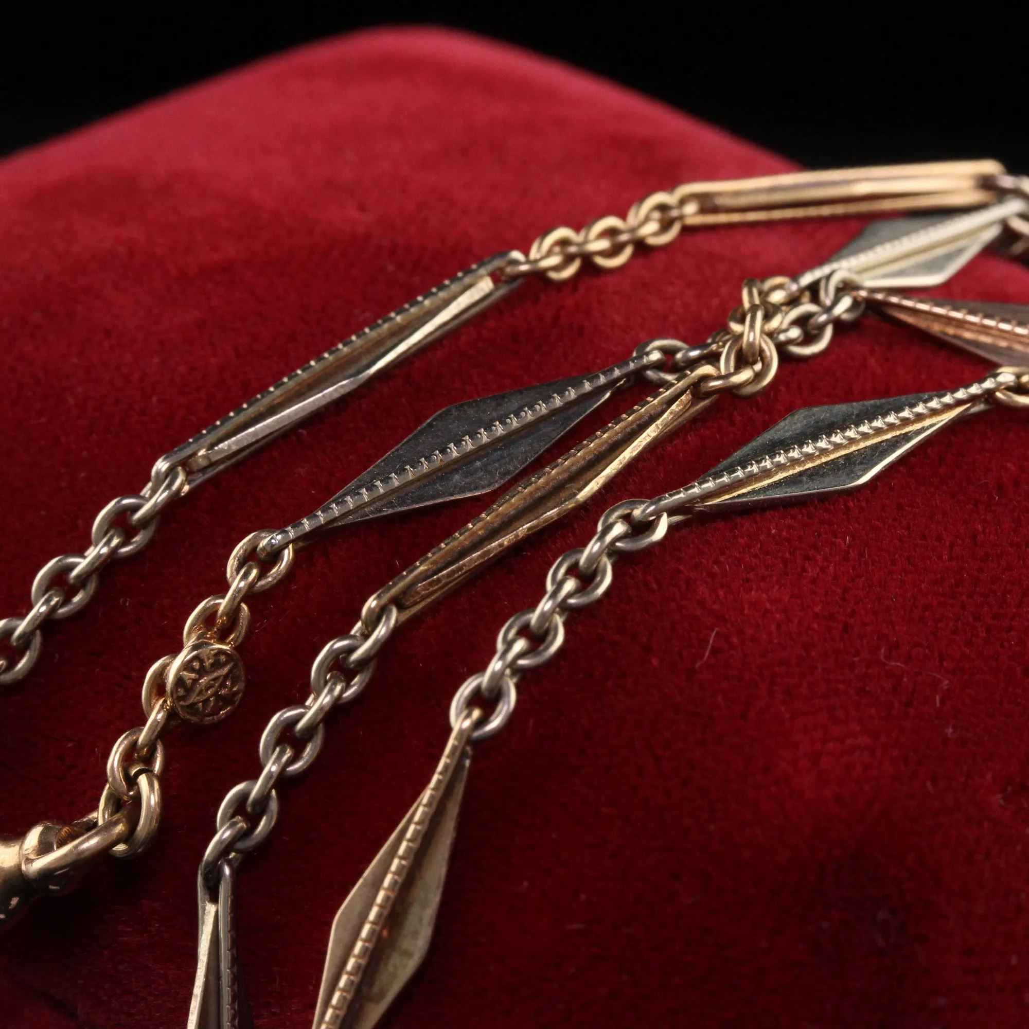Antique Art Deco 14K Yellow and White Gold Intricate Chain Necklace