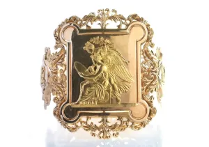 Antique French Louis Philippe 1840 18k Yellow & Rose Gold Neo Classical Cuff Bracelet