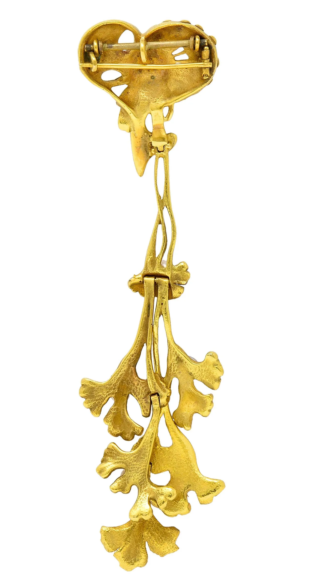 Art Nouveau Pearl 18 Karat Gold Sea Serpent Pendant Brooch