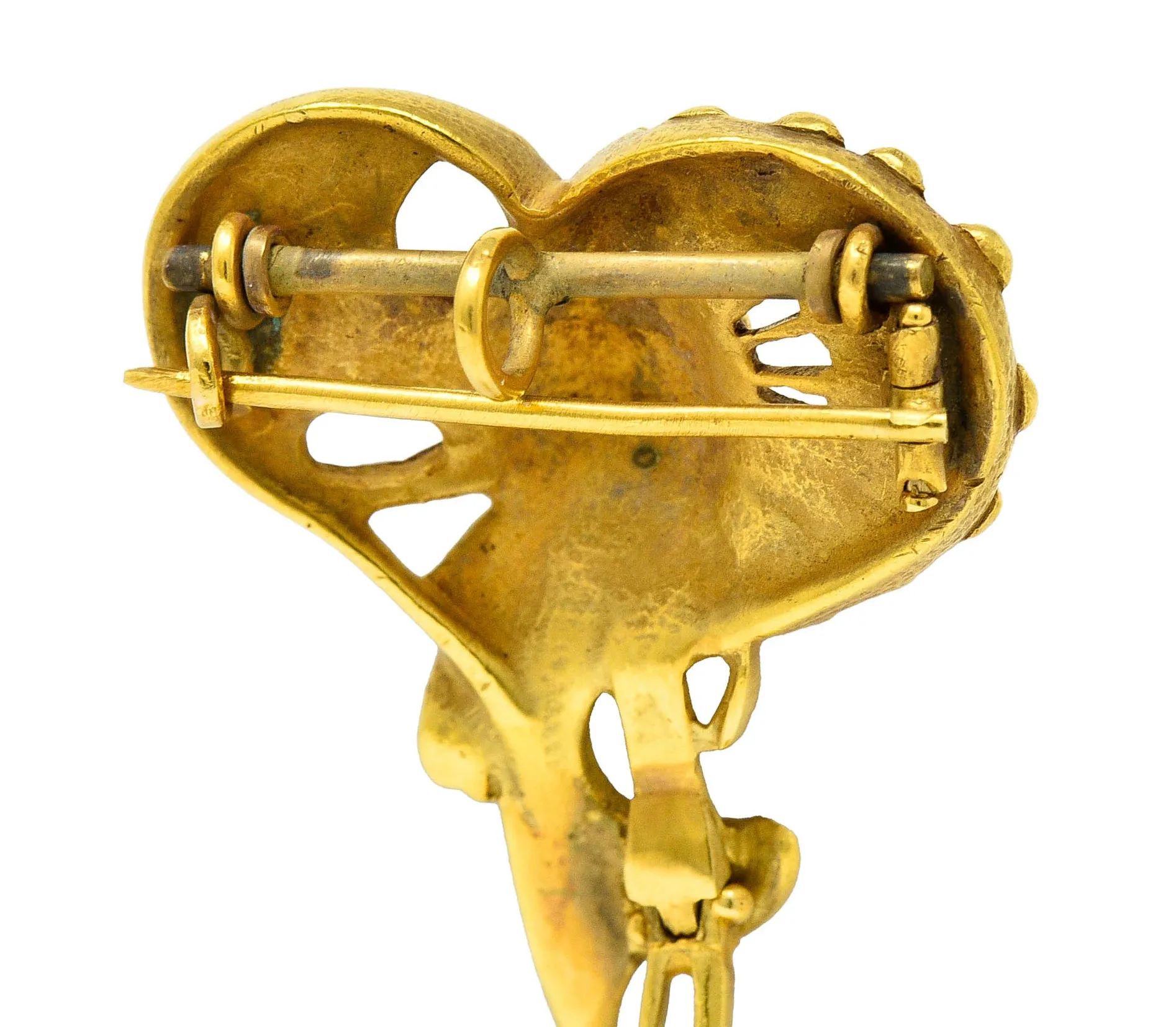 Art Nouveau Pearl 18 Karat Gold Sea Serpent Pendant Brooch