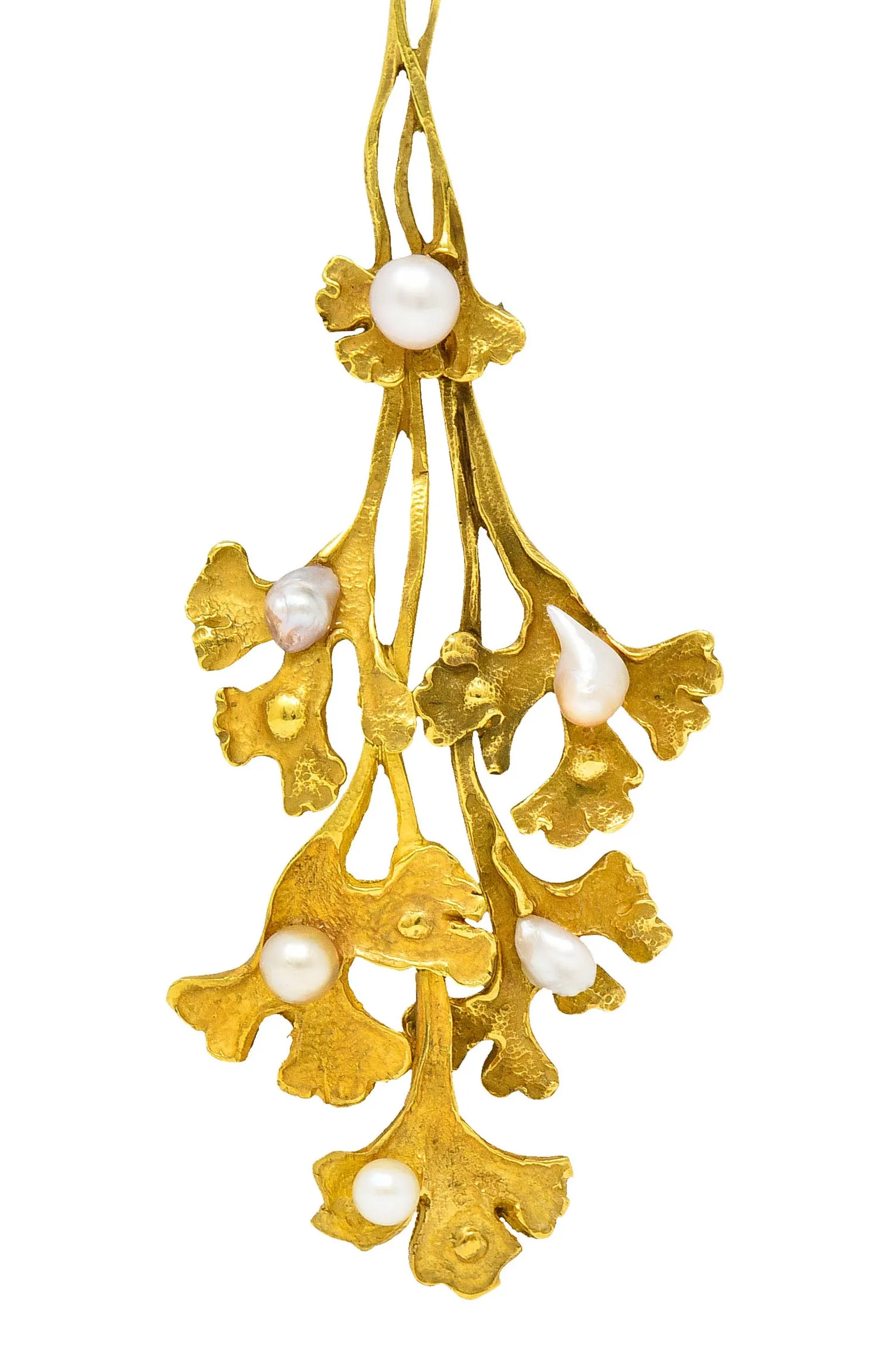 Art Nouveau Pearl 18 Karat Gold Sea Serpent Pendant Brooch