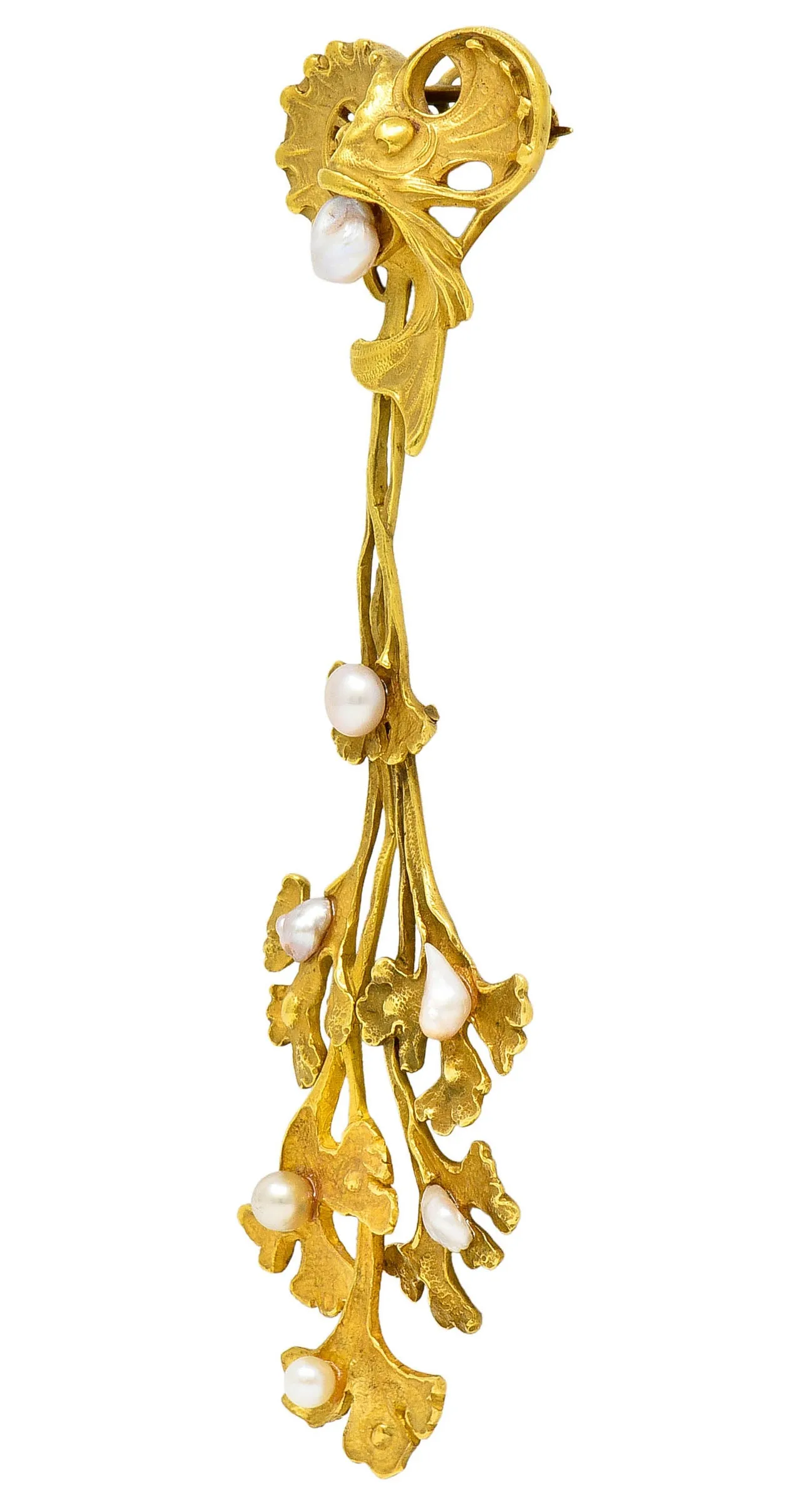 Art Nouveau Pearl 18 Karat Gold Sea Serpent Pendant Brooch