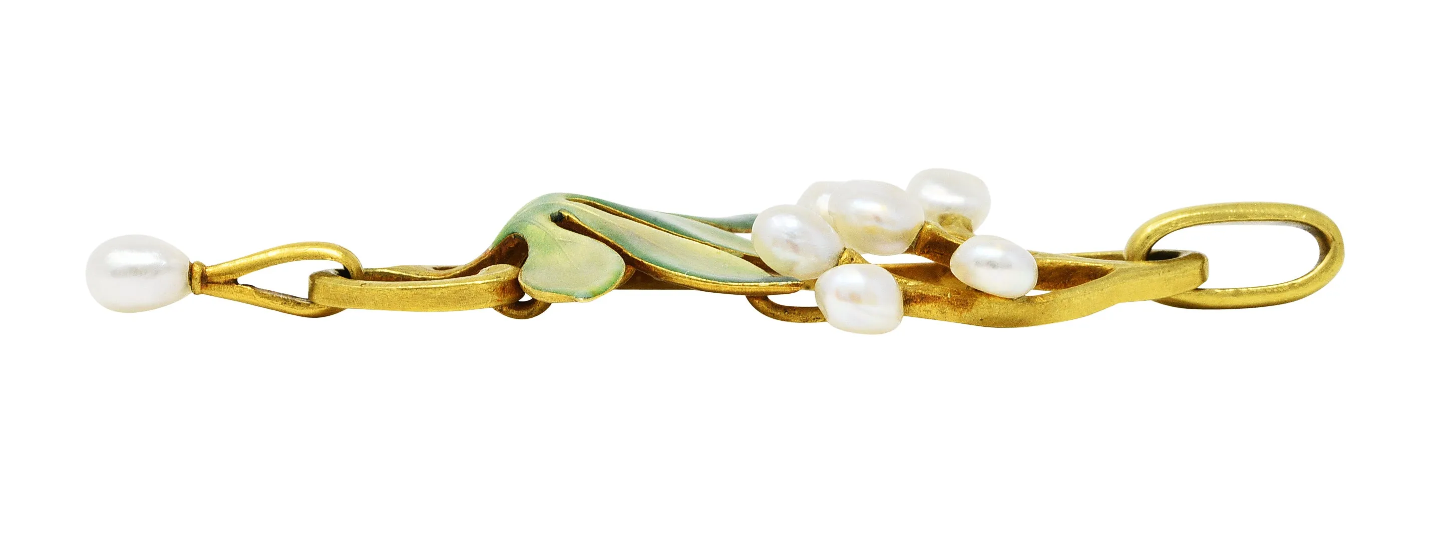 Art Nouveau Pearl Enamel 18 Karat Gold Pendant