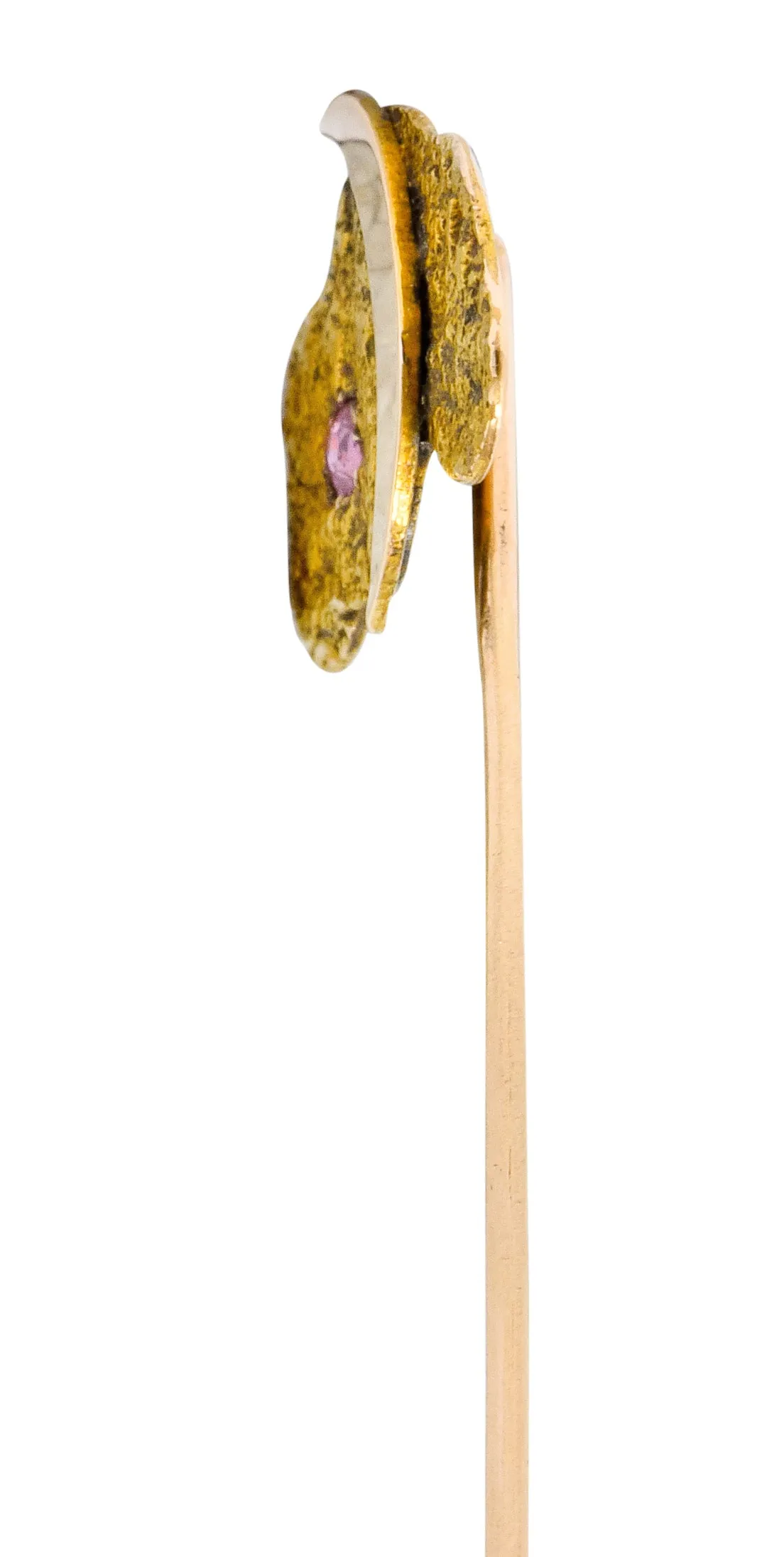 Art Nouveau Ruby 14 Karat Two-Tone Gold Crescent Moon Night Sky Stickpin