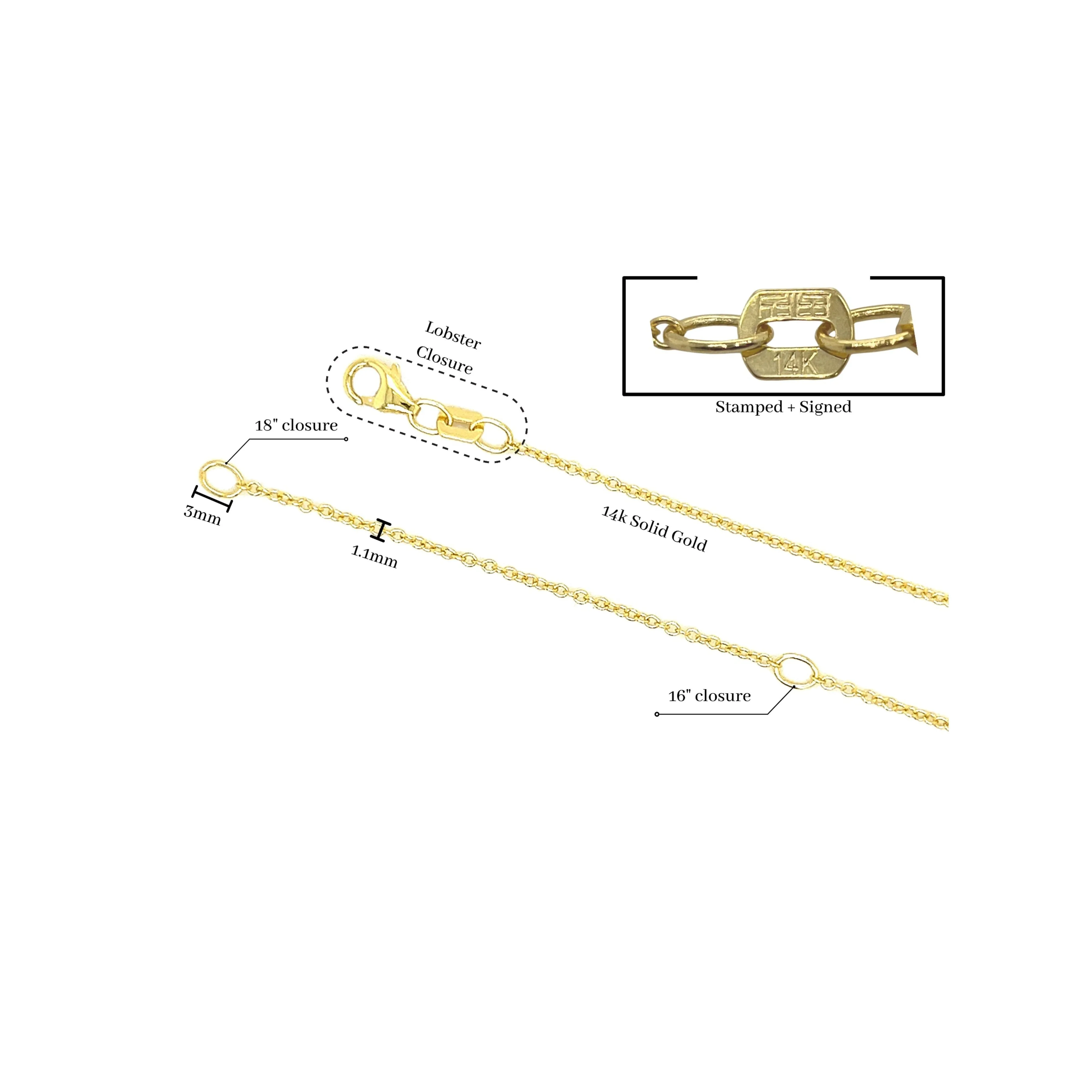 ASSAY Classic 14K and 18K Solid Gold 1.2MM Thin Cable Chain Necklace