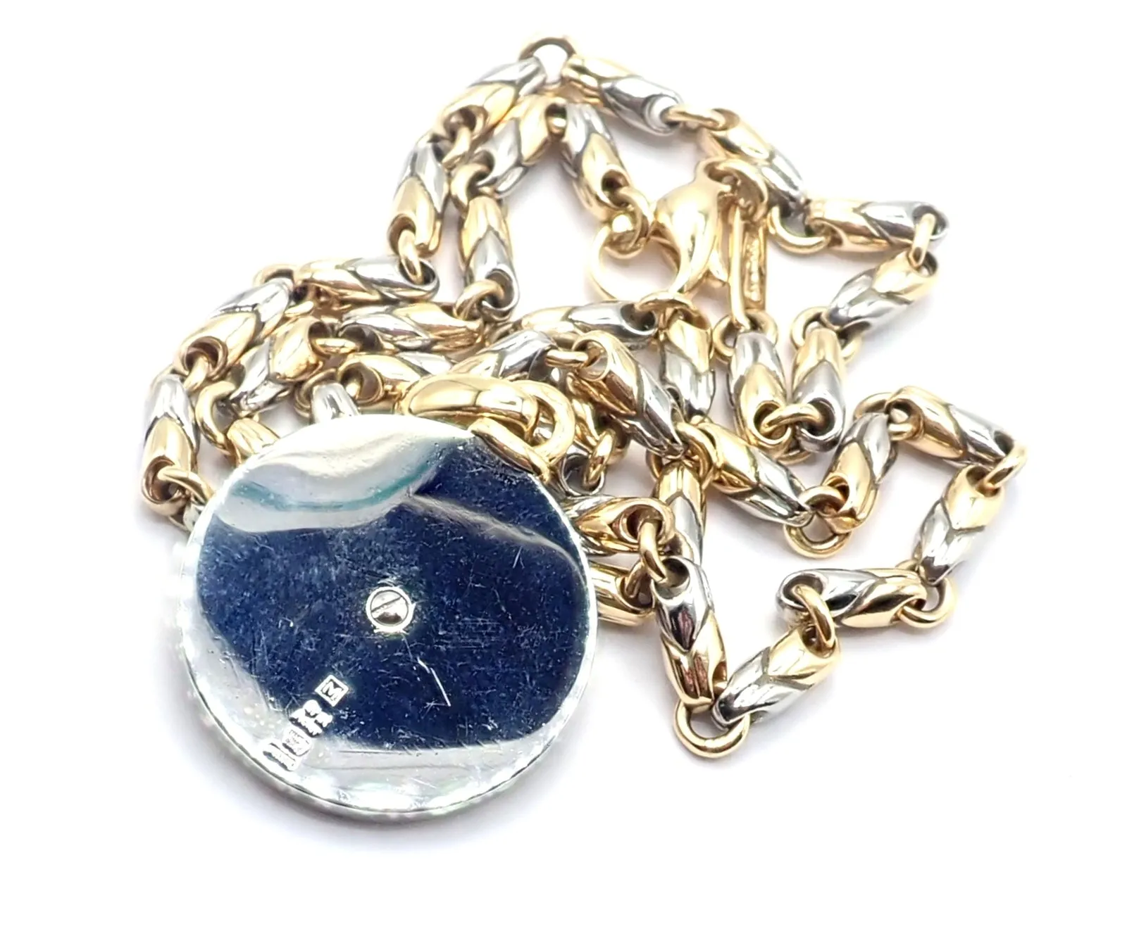 Authentic! Bulgari Bvlgari 18k Yellow Gold Steel Diamond Zodiac Pendant Necklace