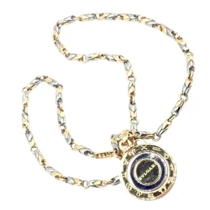 Authentic! Bulgari Bvlgari 18k Yellow Gold Steel Diamond Zodiac Pendant Necklace
