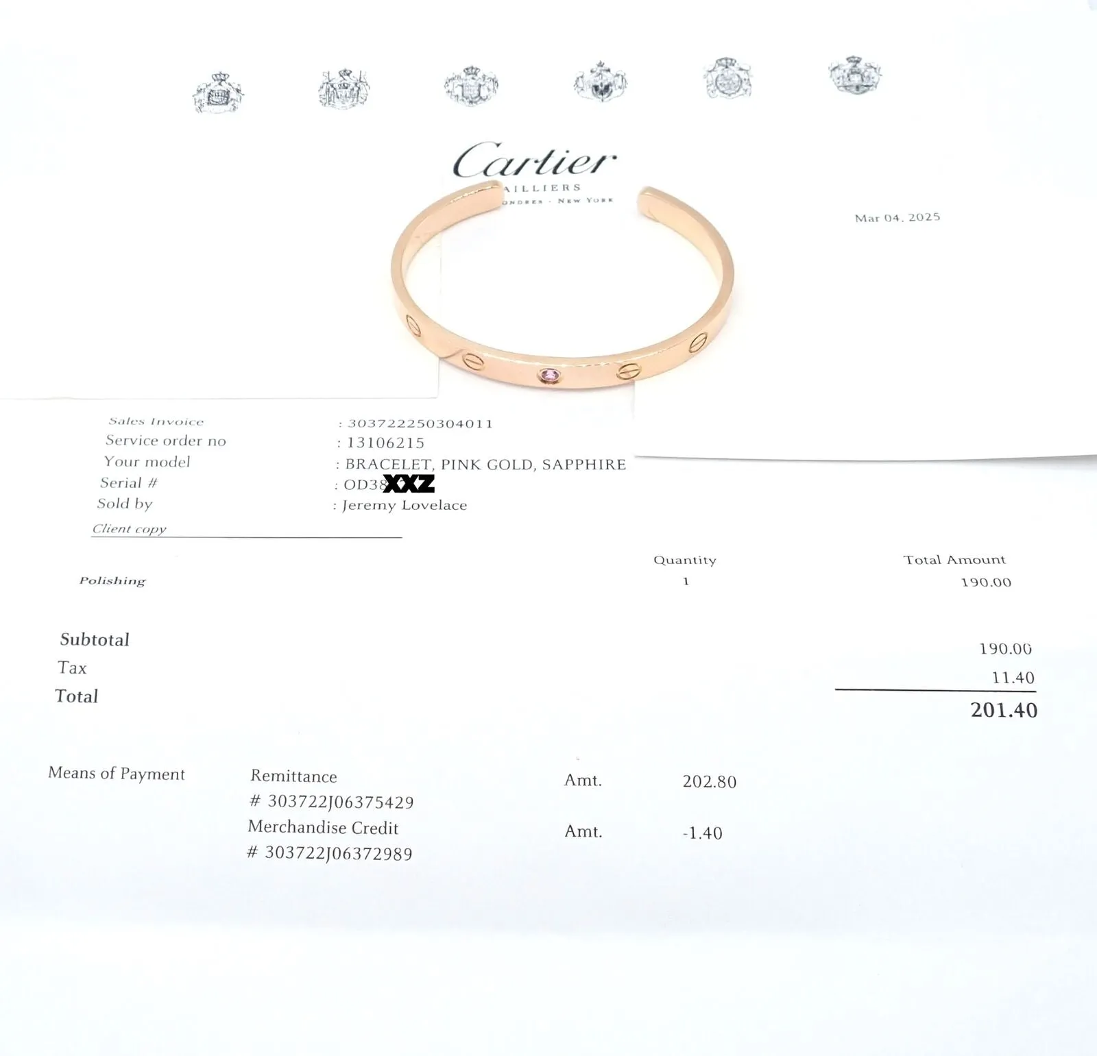 Authentic! Cartier 18k Rose Gold Pink Sapphire Love Cuff Open Bracelet Size 16