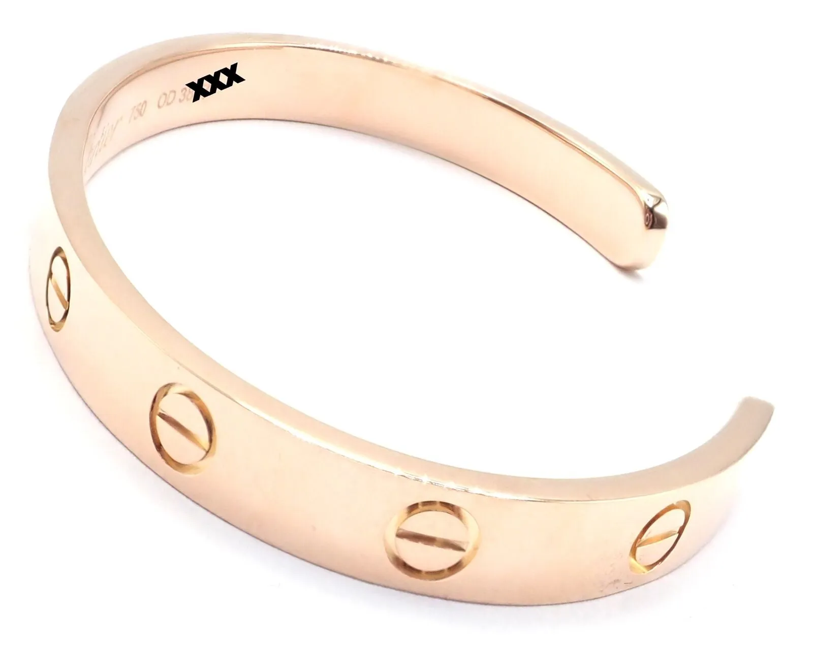 Authentic! Cartier 18k Rose Gold Pink Sapphire Love Cuff Open Bracelet Size 16