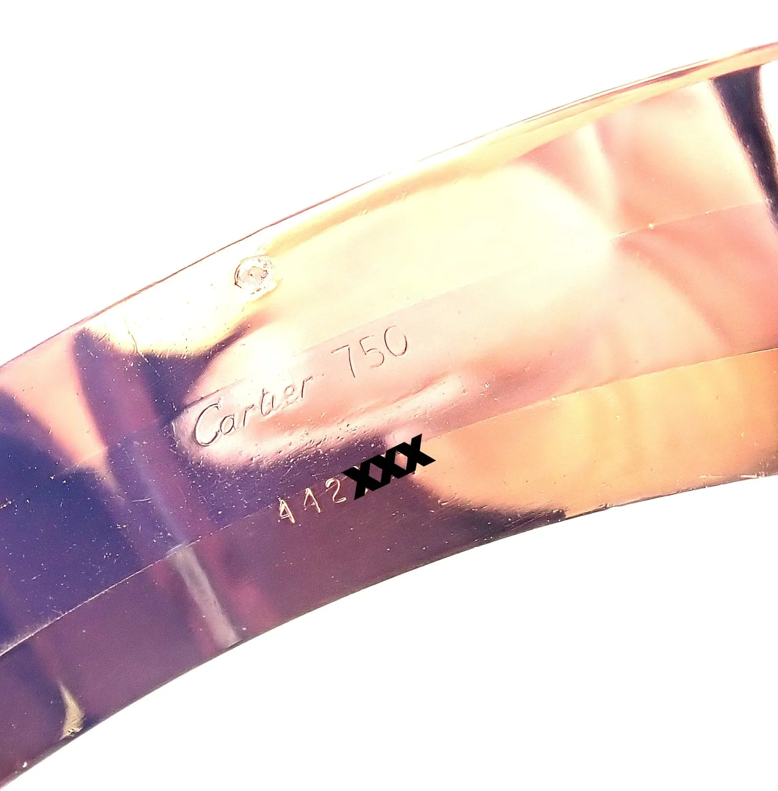 Authentic! Cartier 18k Tri-Color Gold Double C Wide Cuff Bangle Bracelet