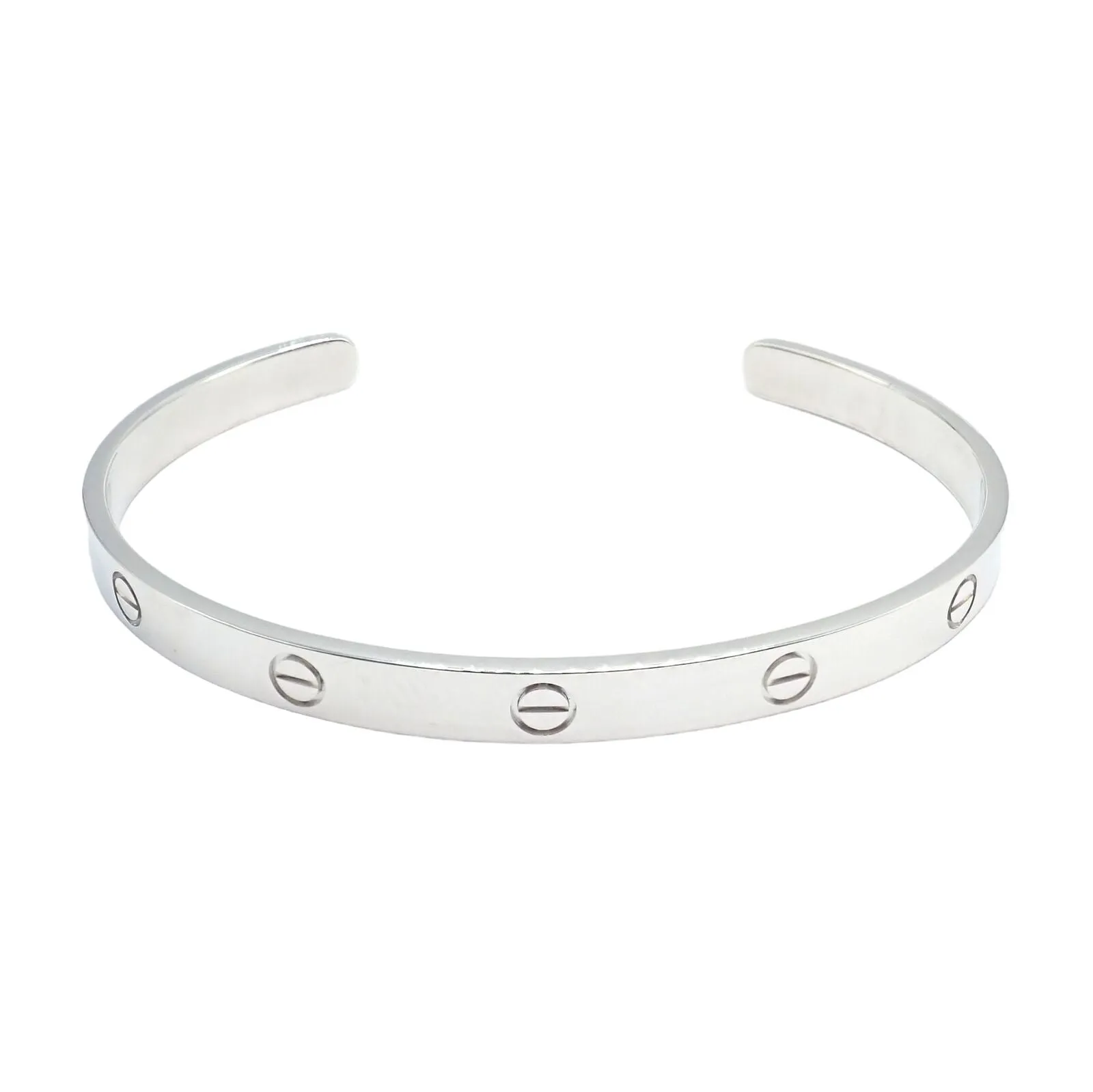 Authentic! Cartier 18k White Gold Love Cuff Open Bracelet Size 21 w/ Certificate