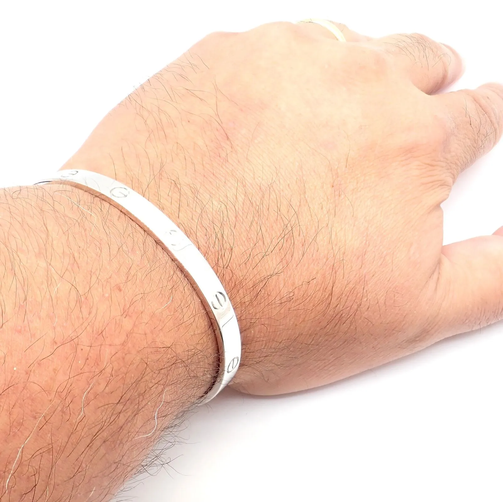 Authentic! Cartier 18k White Gold Love Cuff Open Bracelet Size 21 w/ Certificate
