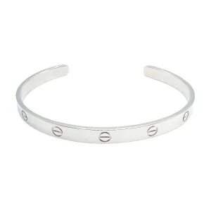 Authentic! Cartier 18k White Gold Love Cuff Open Bracelet Size 21 w/ Certificate